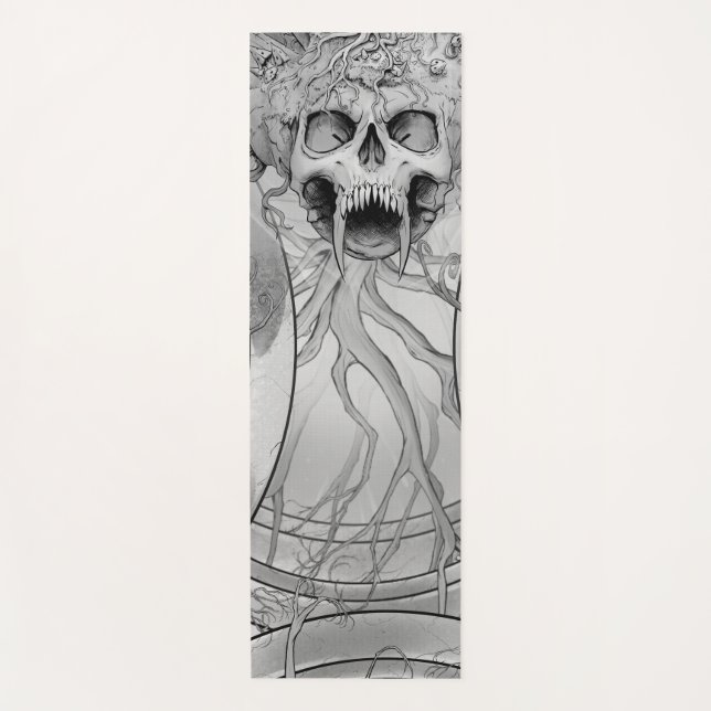 Heavy Metal Death Skull Graveyard Yoga Mat (Front)