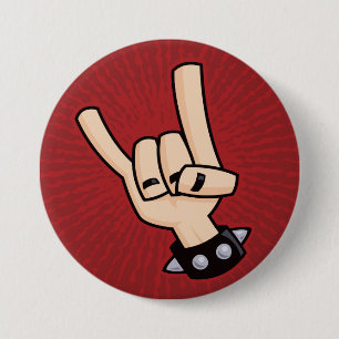 Heavy Metal Devil Horns 3 Inch Round Button