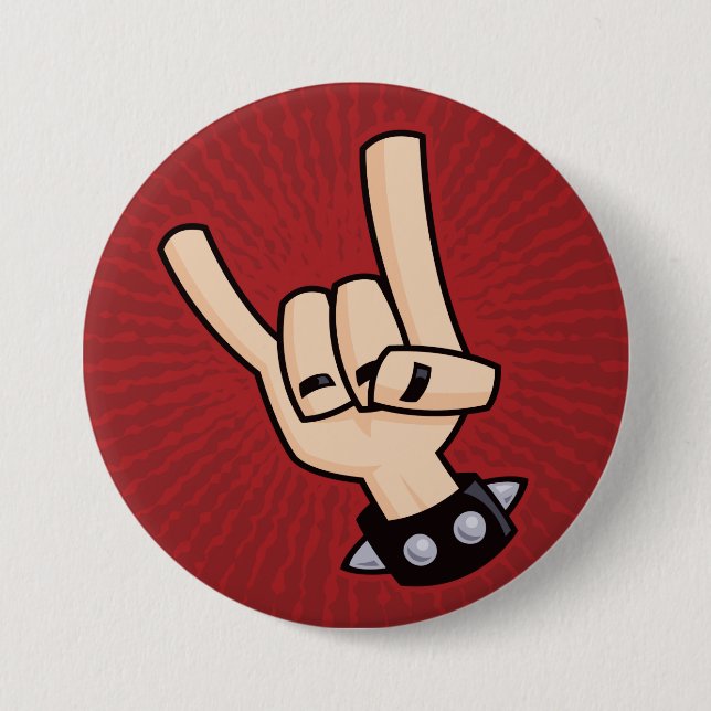 Heavy Metal Devil Horns 3 Inch Round Button (Front)