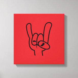 Heavy Metal Devil Horns Black Line Canvas Print