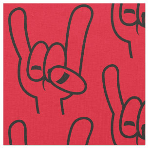 Heavy Metal Devil Horns Black Line Fabric