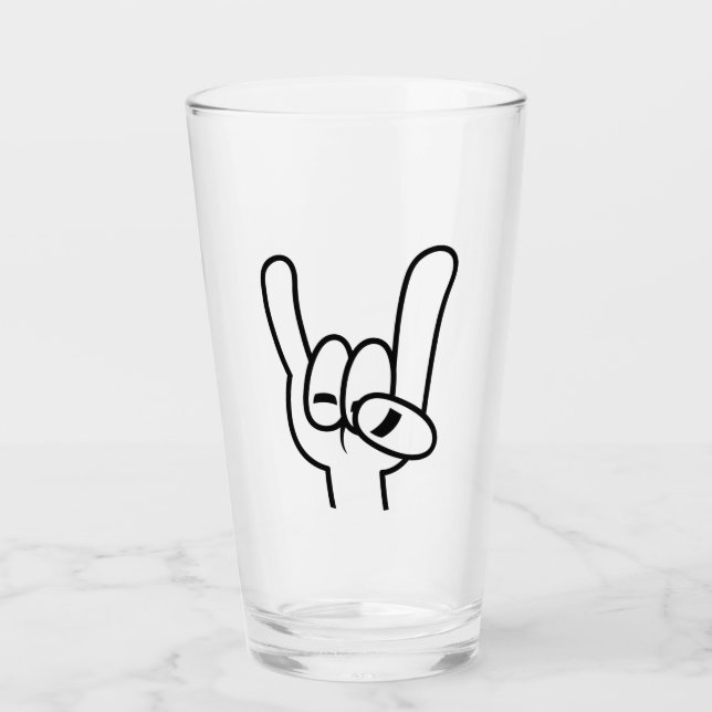 Heavy Metal Devil Horns Black Line Glass (Front)