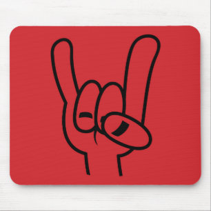 Heavy Metal Devil Horns Black Line Mouse Pad