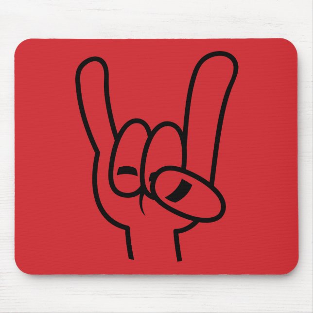 Heavy Metal Devil Horns Black Line Mouse Pad (Front)