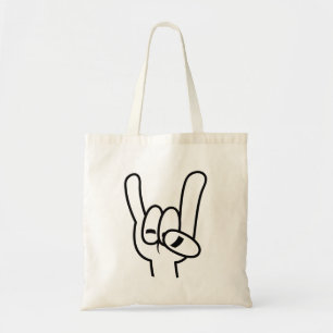 Heavy Metal Devil Horns Black Line Tote Bag