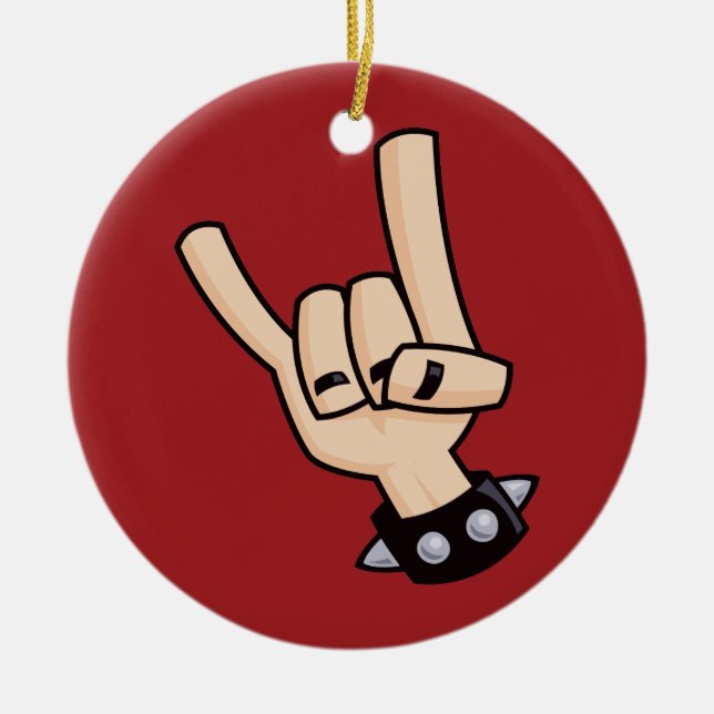 Heavy Metal Devil Horns Ceramic Ornament (Front)