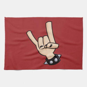 Heavy Metal Devil Horns Kitchen Towel