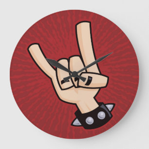 Heavy Metal Devil Horns Large Clock