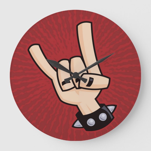 Heavy Metal Devil Horns Large Clock (Front)