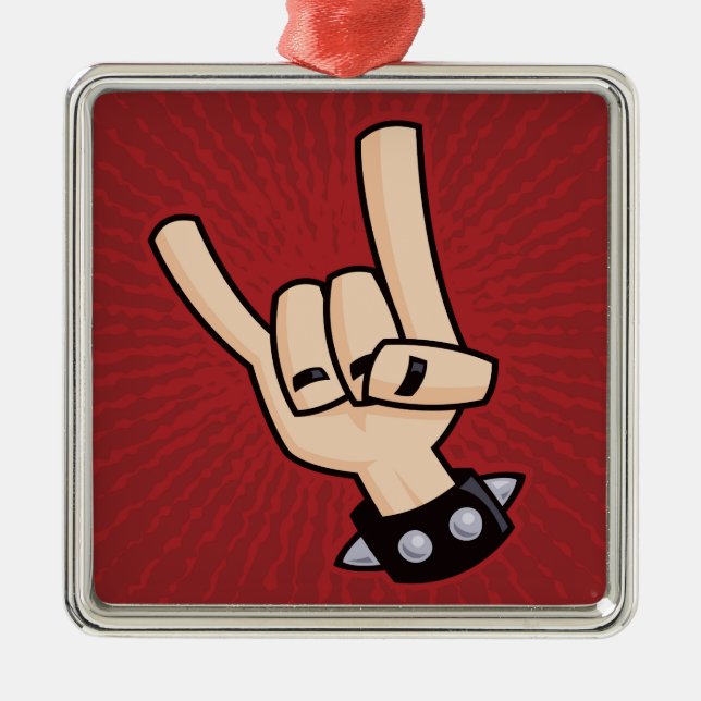 Heavy Metal Devil Horns Metal Ornament (Front)