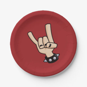 Heavy Metal Devil Horns Paper Plate