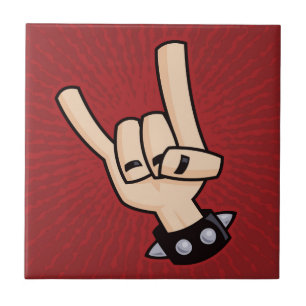 Heavy Metal Devil Horns Tile