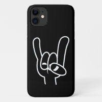 Heavy Metal Devil Horns White Line