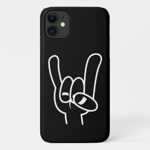 Heavy Metal Devil Horns White Line iPhone 11 Case
