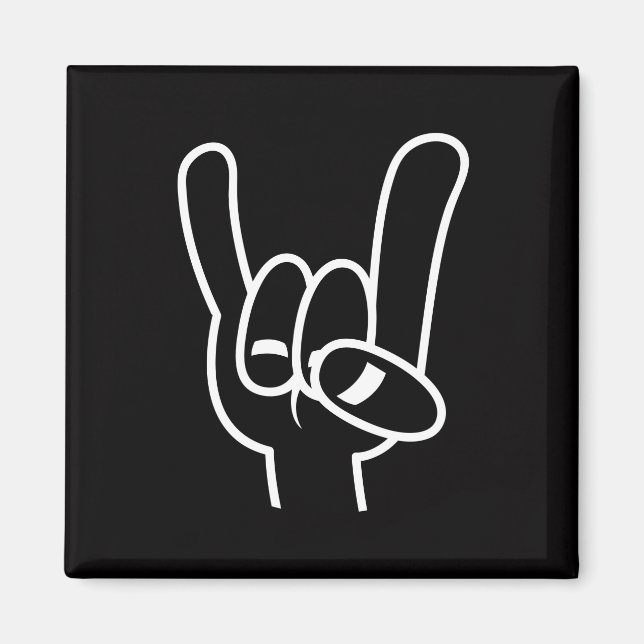 Heavy Metal Devil Horns White Line Magnet (Front)