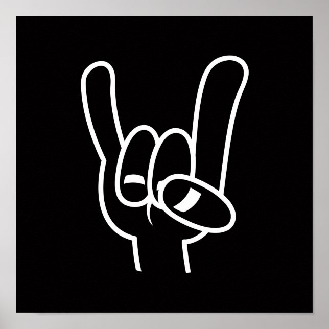 Heavy Metal Devil Horns White Line Poster (Front)