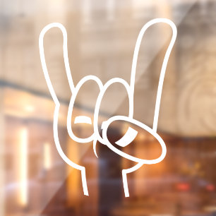 Heavy Metal Devil Horns White Line Window Cling
