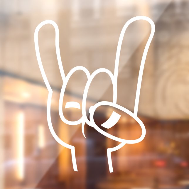 Heavy Metal Devil Horns White Line Window Cling (Sheet 2)