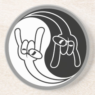 Heavy Metal Devil Horns Yin Yang Coaster