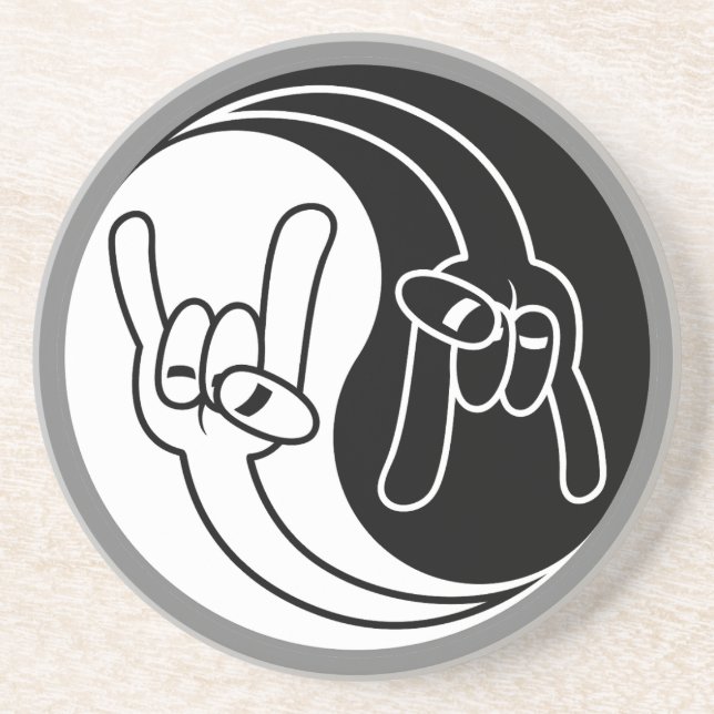 Heavy Metal Devil Horns Yin Yang Coaster (Front)