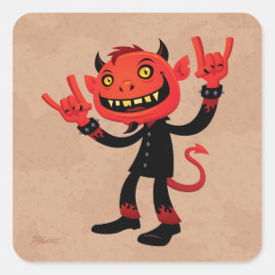 Heavy Metal Devil Square Sticker
