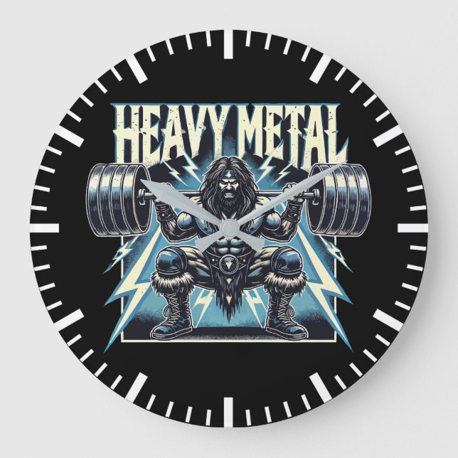 Heavy Metal - Funny Lifting Gym Workout Fitness Large Clock (Front)