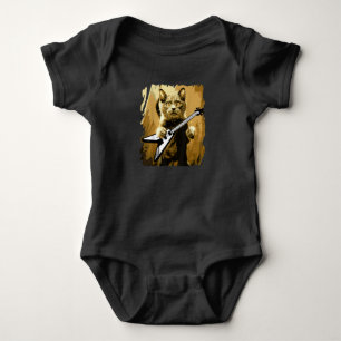 Heavy Metal Guitar Playing Cat Rocker Guitarist Baby Bodysuit