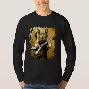 Heavy Metal Guitar Playing Cat Rocker Guitarist T-Shirt