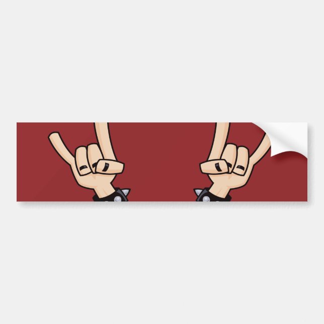 Heavy metal hand sign bumper sticker (Front)