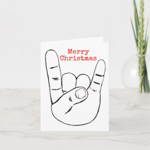 Heavy Metal Horns Christmas Card Card