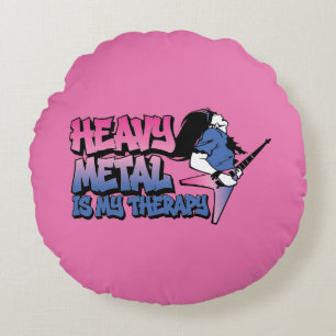 heavy metal is my therapy round pillow