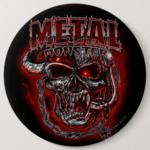 Heavy Metal Monster 6 Inch Round Button