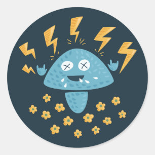 Heavy Metal Mushroom Funny Music Classic Round Sticker