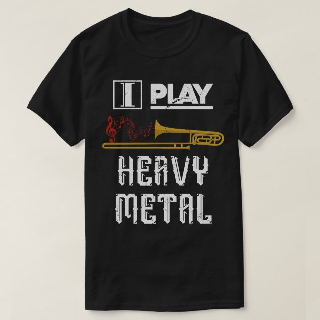 Heavy Metal Music Trombone  T-Shirt (Design Front)