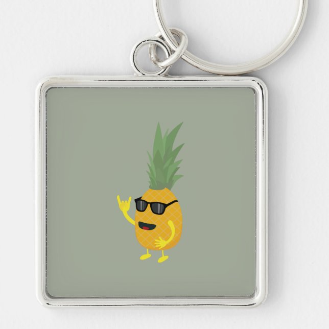 Heavy Metal Pineapple Keychain (Front)