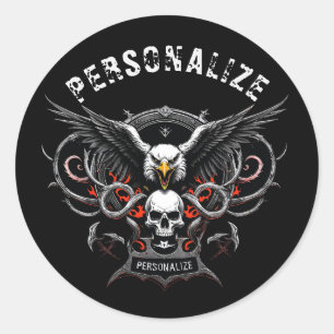 Heavy Metal Rock & Roll Band Decal Item Editable Classic Round Sticker