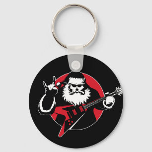 Heavy Metal Santa Claus Playing Guitar Keychain