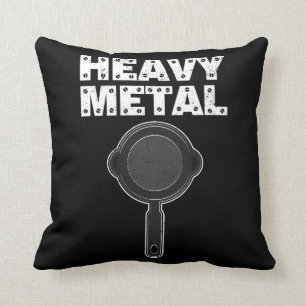 Heavy Metal Shirt Cast Iron Pan Culinary Chef Cook Throw Pillow