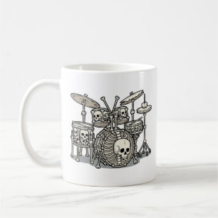 Heavy Metal Skeleton Drum Kit Coffee Mug