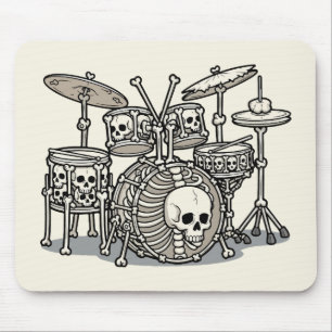 Heavy Metal Skeleton Drum Kit Mouse Pad