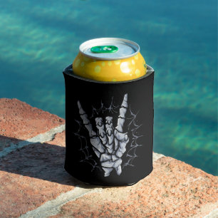 Heavy metal skeleton hand ,Rock and roll Halloween Can Cooler