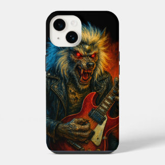 Heavy-Metal Wolve playing Guitar iPhone 14 Case