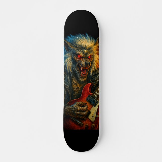 Heavy-Metal Wolve playing Guitar Skateboard (Front)