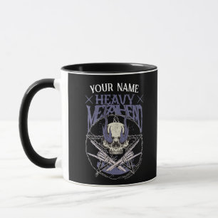 Heavy Metalhead Skull in Blue Flames Mug