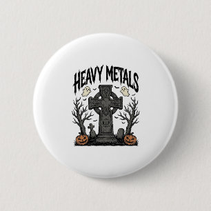Heavy Metals Halloween Graveyard Vector Design_1 2 Inch Round Button