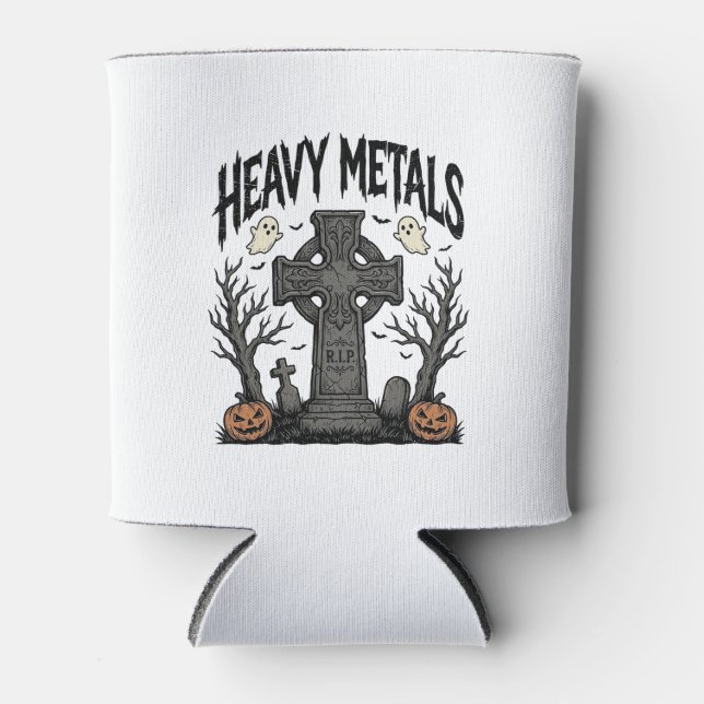 Heavy Metals Halloween Graveyard Vector Design_1 Can Cooler (Front)