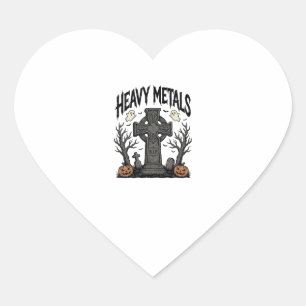 Heavy Metals Halloween Graveyard Vector Design_1 Heart Sticker