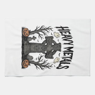 Heavy Metals Halloween Graveyard Vector Design_1 Kitchen Towel
