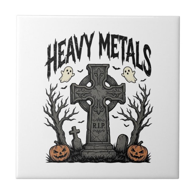 Heavy Metals Halloween Graveyard Vector Design_1 Tile (Front)