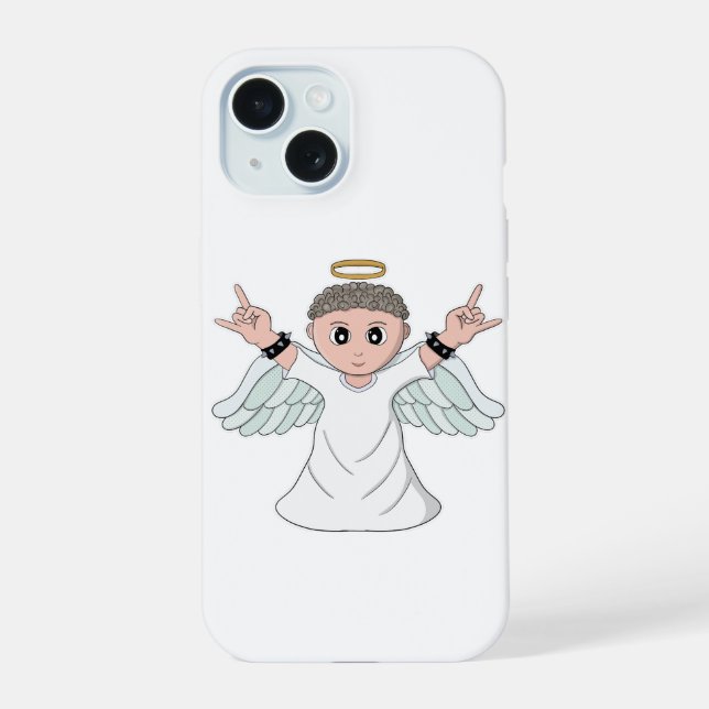 Heavy Music Loving Angel iPhone 15 Case (Back)